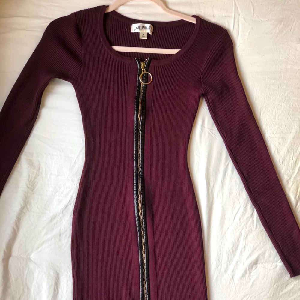 Maroon zip up dress